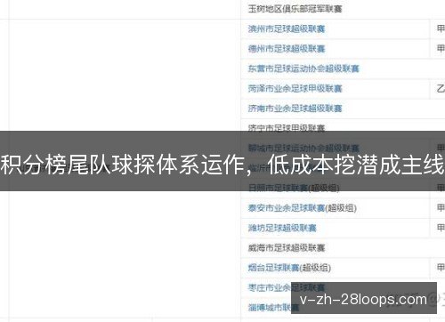 积分榜尾队球探体系运作，低成本挖潜成主线